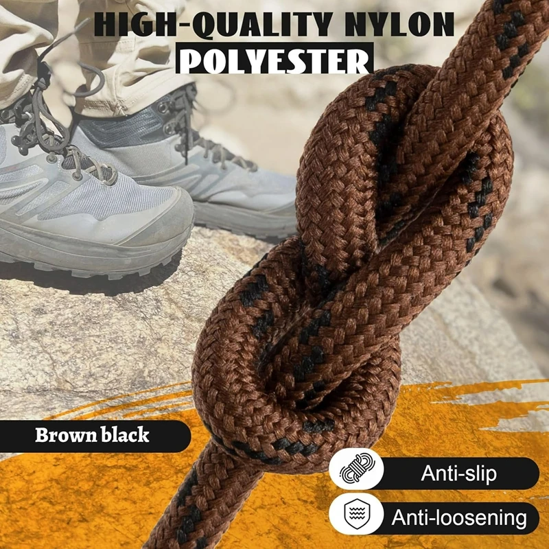 2 Pairs Work Boots Shoe Laces Diameter 4.5mm Heavy Duty Hiking Shoelaces for Men Women Round German Training Shoelace image 3