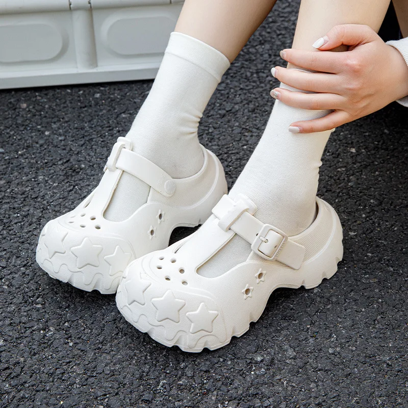 

Women Platform Slippers Fashion Clogs Female Summer Garden Shoes Thick Sole Cute Star Leisure Sandals Girls Indoor Beach Slides