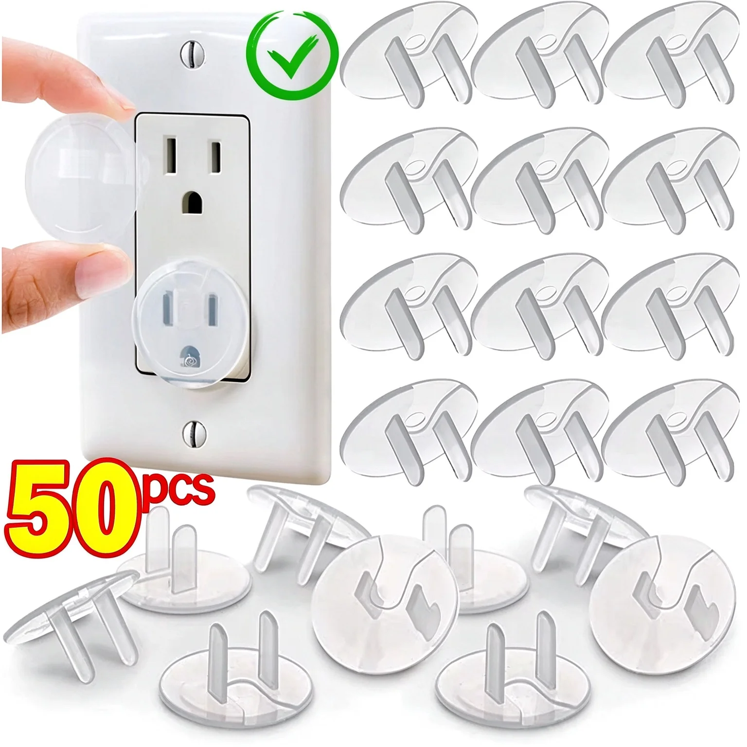 10-50pc Electric Shock Proof Outlet Covers Childproof Electrical Socket Protectors for Baby Home Safety US Standard Outlet Cover