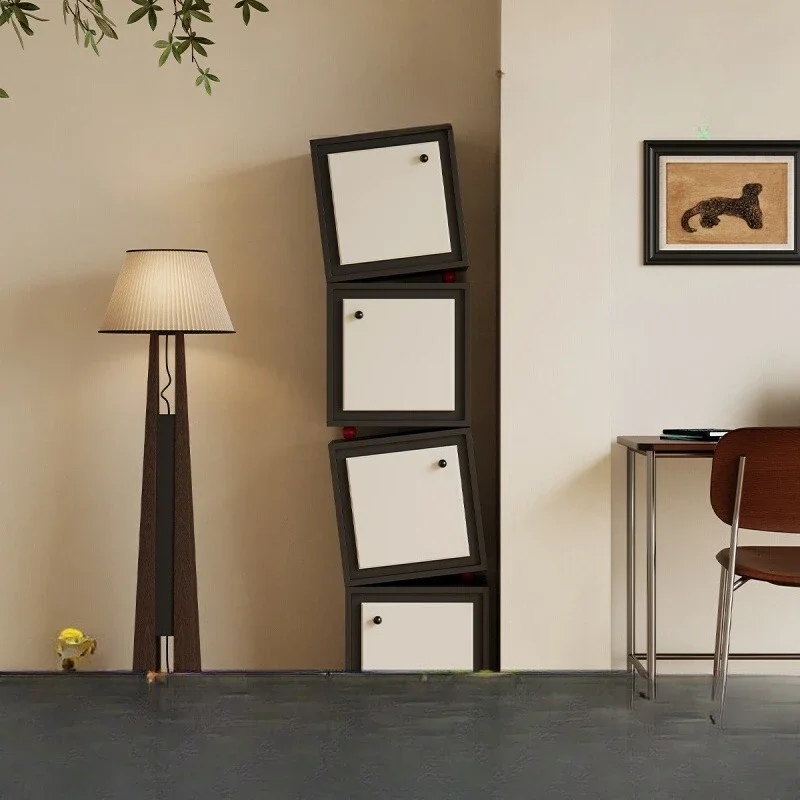 

Настенный вертикальный шкаф для гостиной во французском стиле ретро, высококачественный узкосторонний средний и антикварный шкаф для хранения вещей.