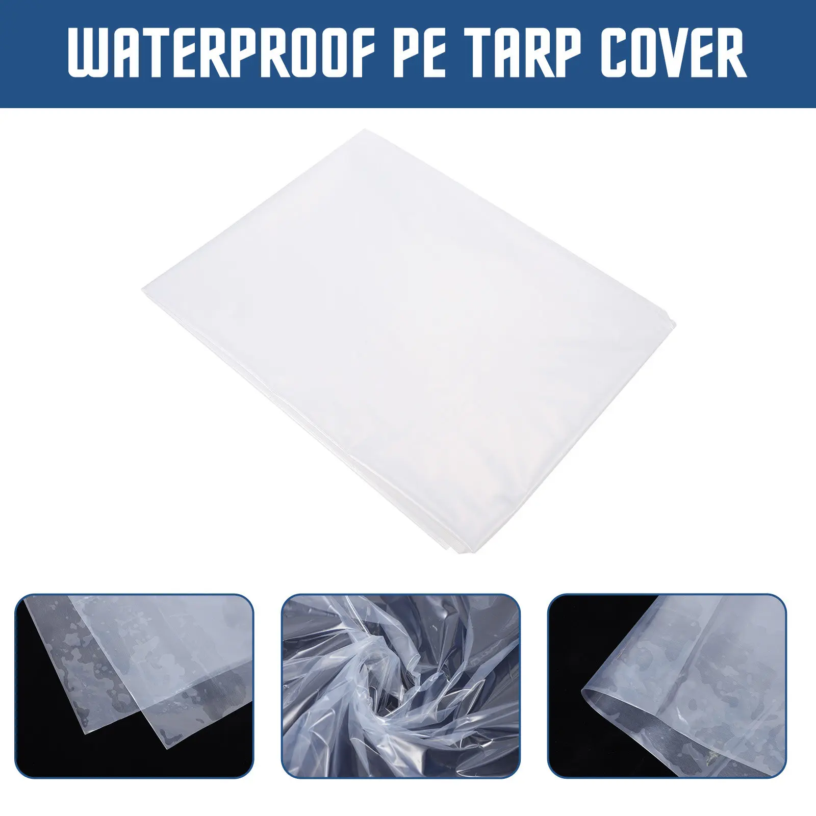 Waterproof Clear Pe Tarp Cover Strong Toughness No Discoloration Recyclable for Plants Flowers Greenhouse Shelter Rain Tarp