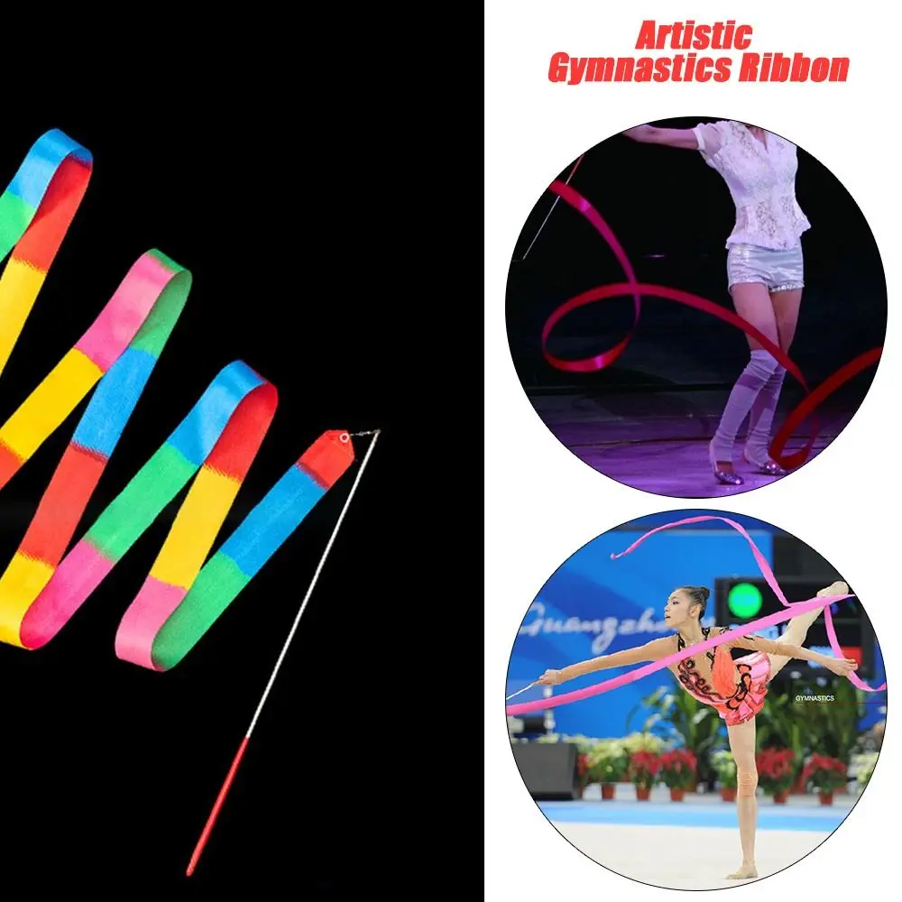 10 Colors Gymnastics Ribbon Ballet Streamer Dance Ribbon Artistic Gymnastics Ribbon Rhythmic Art Training Colorful Gym Ribbons