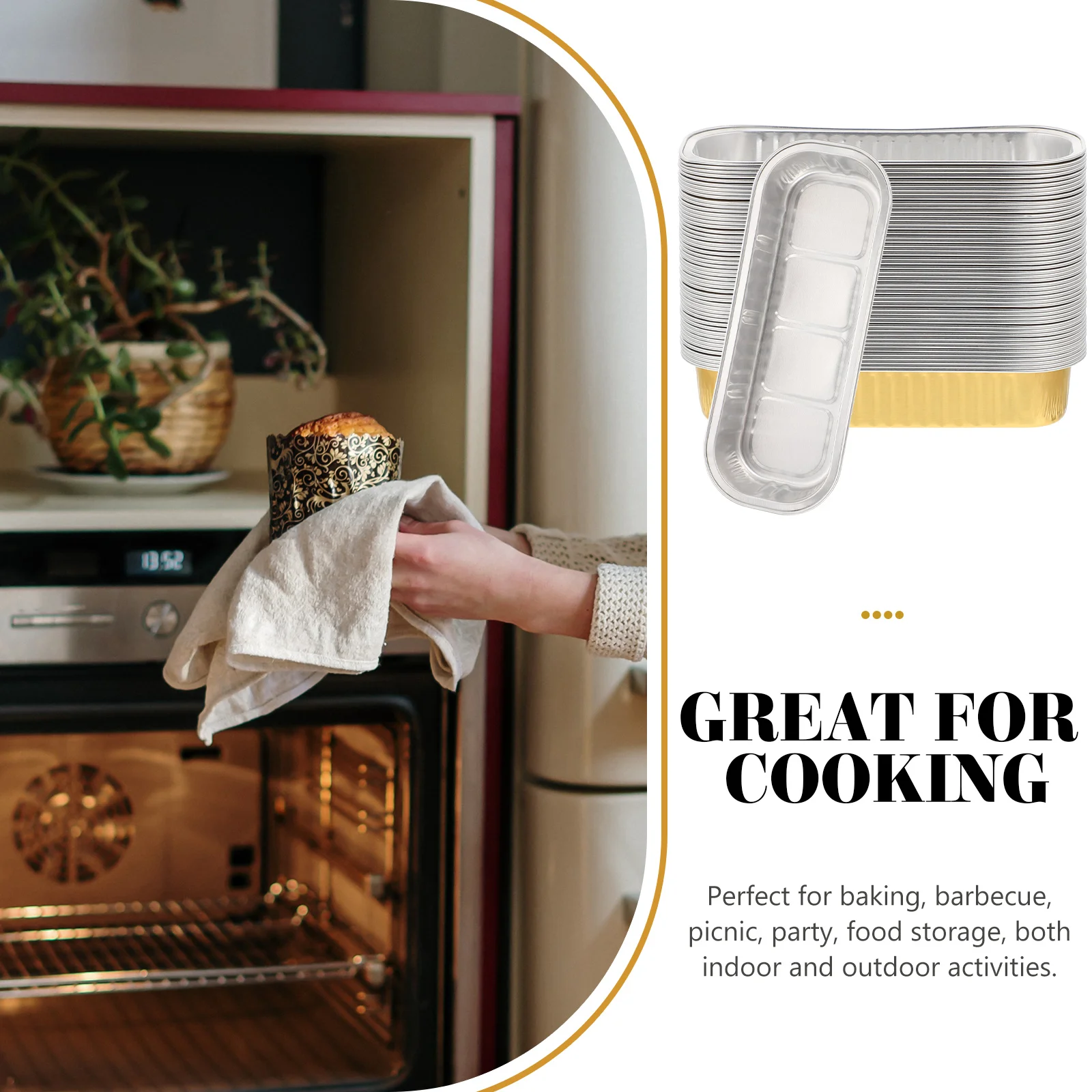 

50 Pcs Aluminum Pans Foil Box Set Baking Food Holders Small Container Takeout Tin