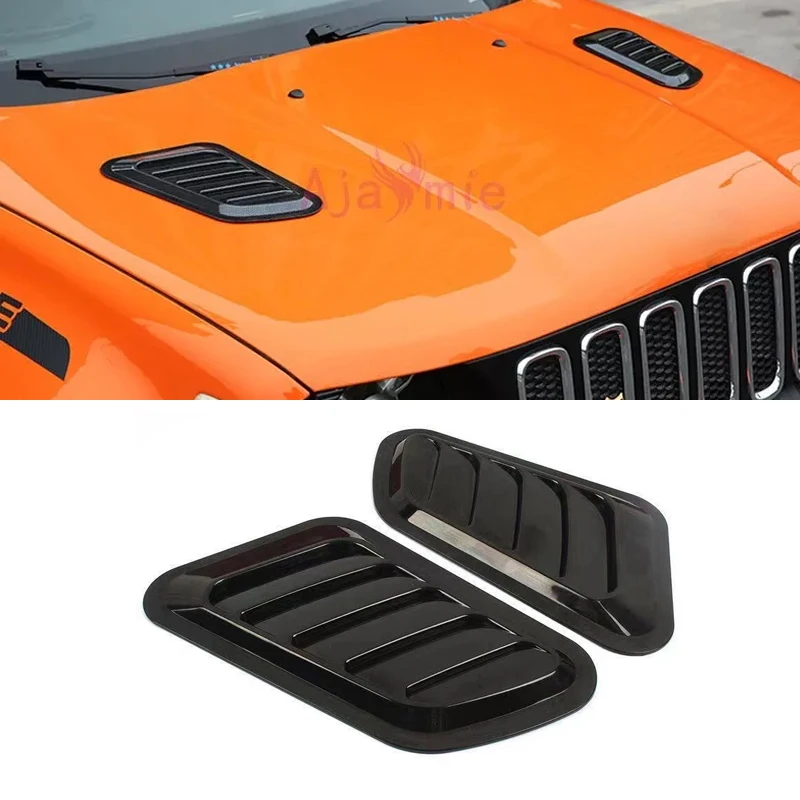 

Car Hood Black Color Vent Cover Trims Protector ABS Chrome Styling 2016 2017 2018 For Jeep Renegade Accessories