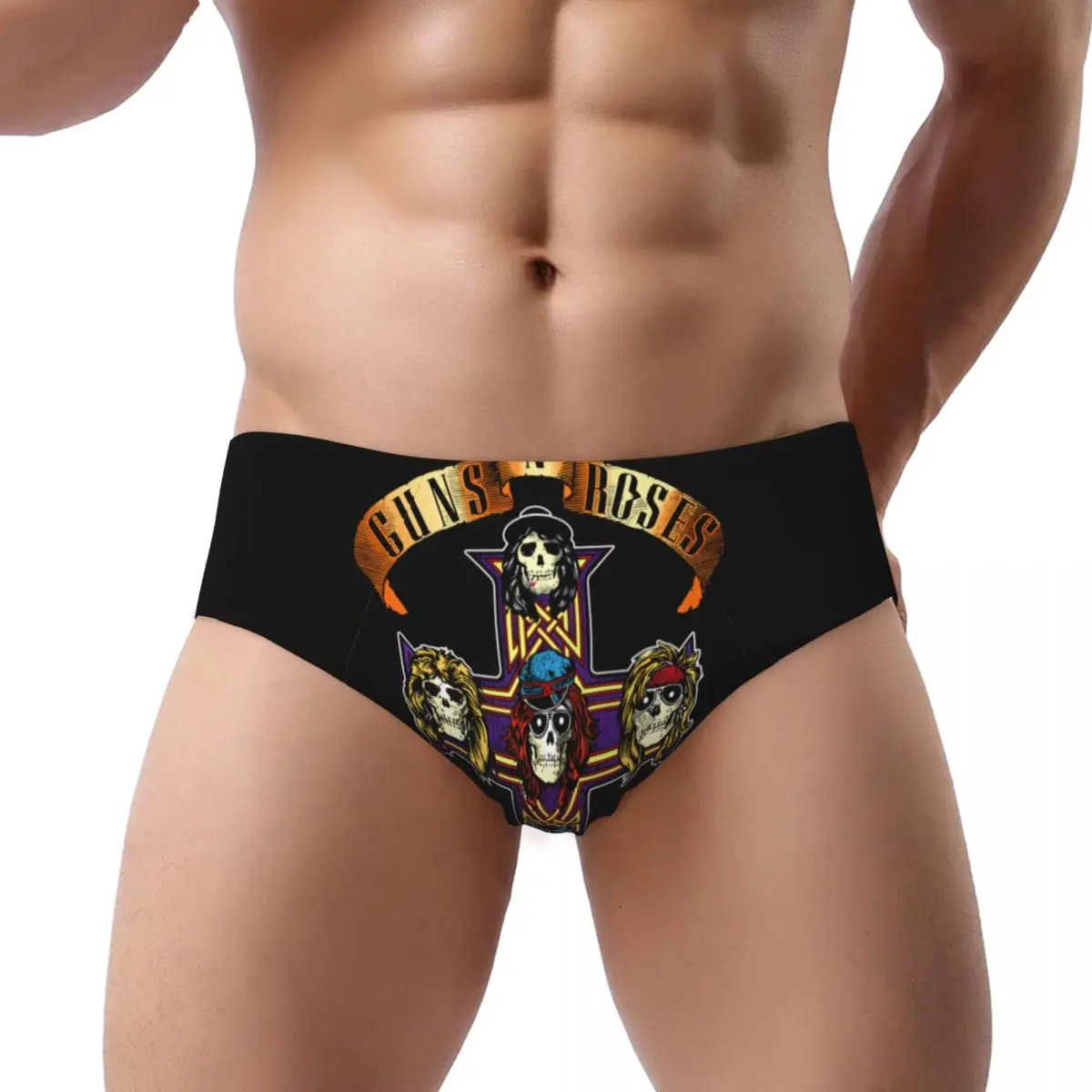 

Custom Men's Heavy Metal Rock Music Band Guns N Rose Men Brief Panties Male Soft Underwear Underpants