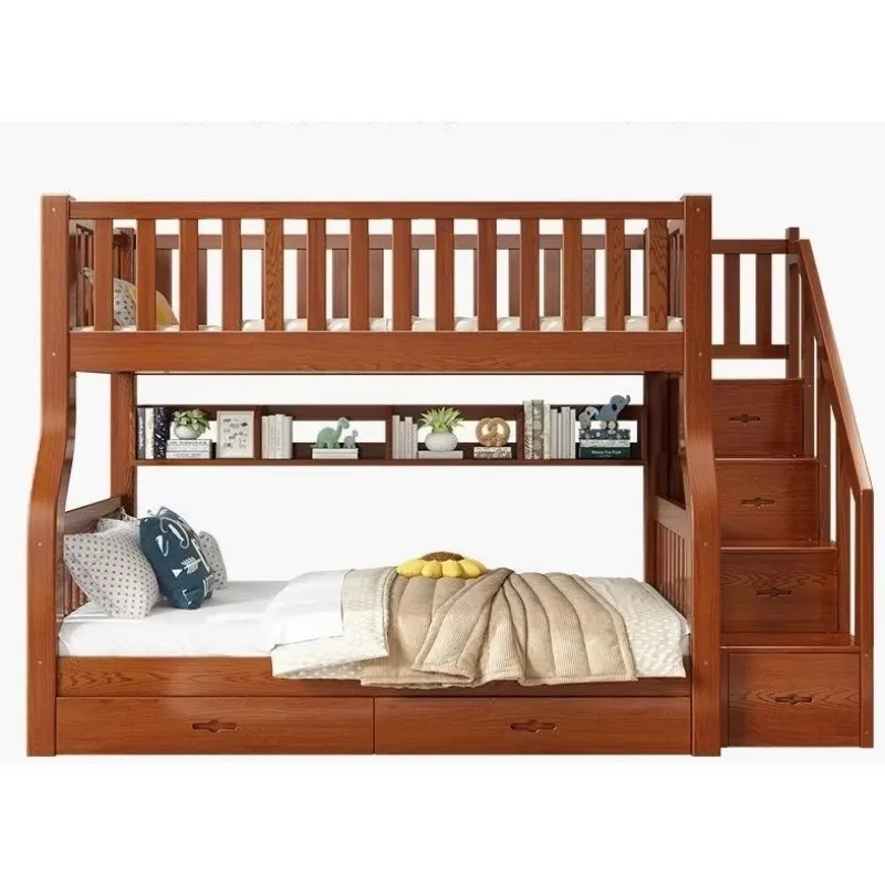 

-Мебель для детской спальни. Современные детские кровати со лестницей. Прочная безопасная защитная кровать из массива дерева. Двухъярусные кровати для детей.[2فée;