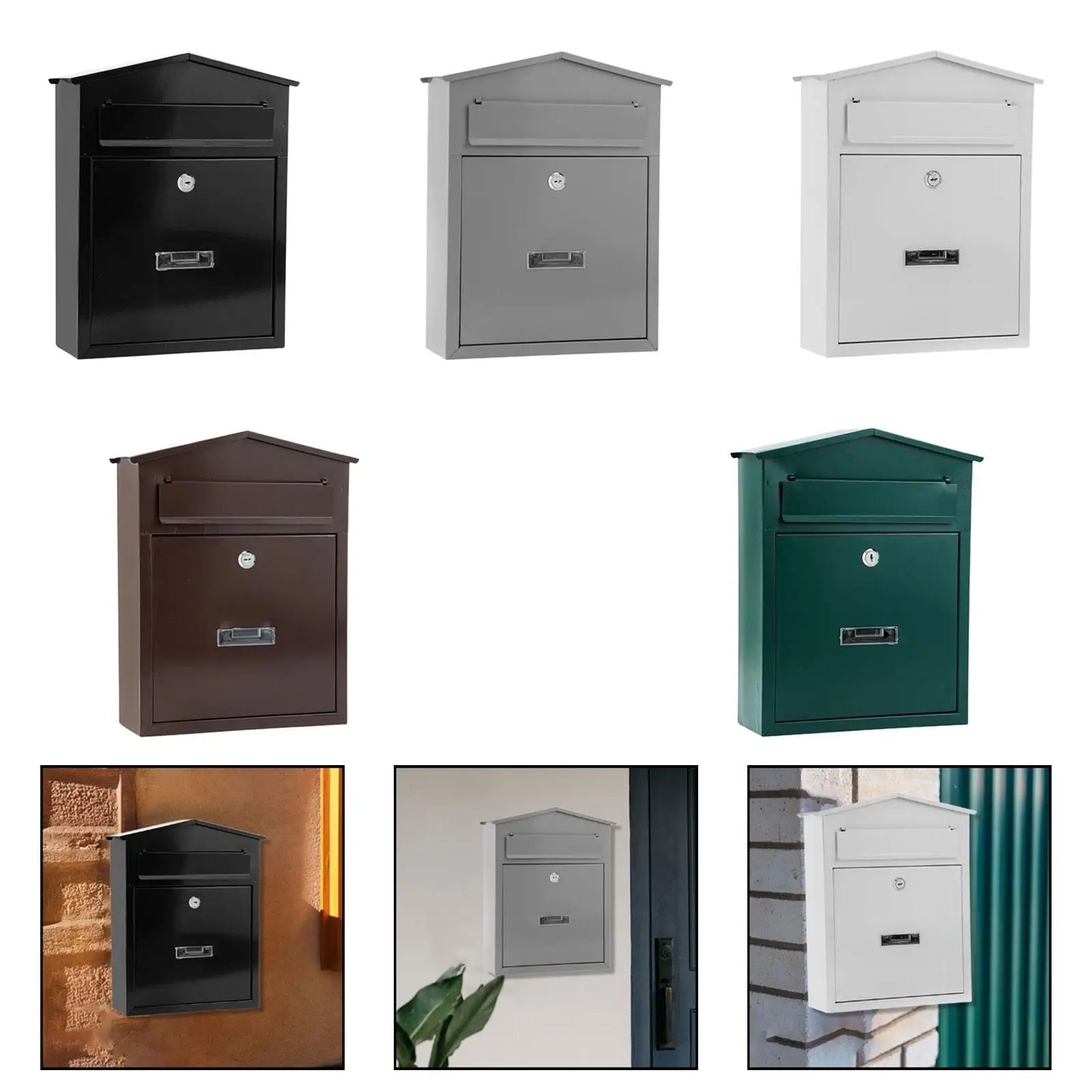 Wall Mount Lockable Mailbox, Letterbox, Modern Mail Letter Box for Outdoor Front Door