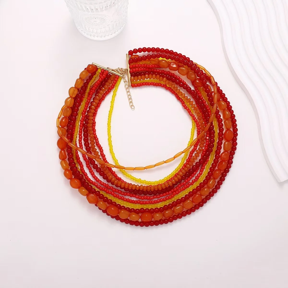 2024 New Bohemia Handmade Resin Stone Beaded Necklaces for Women Vintage Irregular Jewelry Choker Necklace Party Travel Gifts
