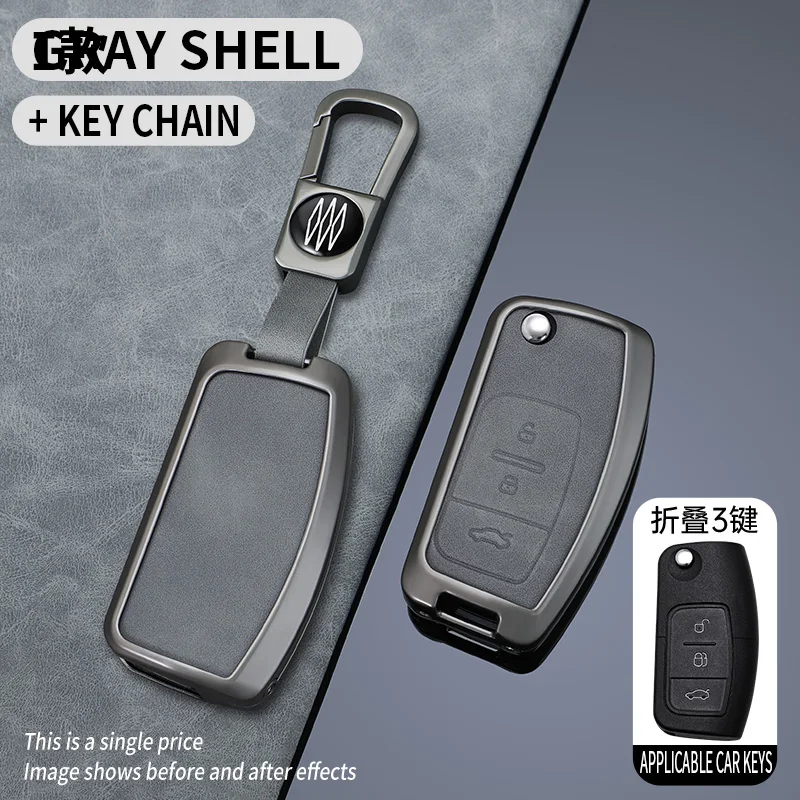 Car Floding Key Case Cover Holder Chain For Ford Fiesta Focus 2 Ecosport Kuga Escape Falcon B-Max C-Max Eco Sport Decorations