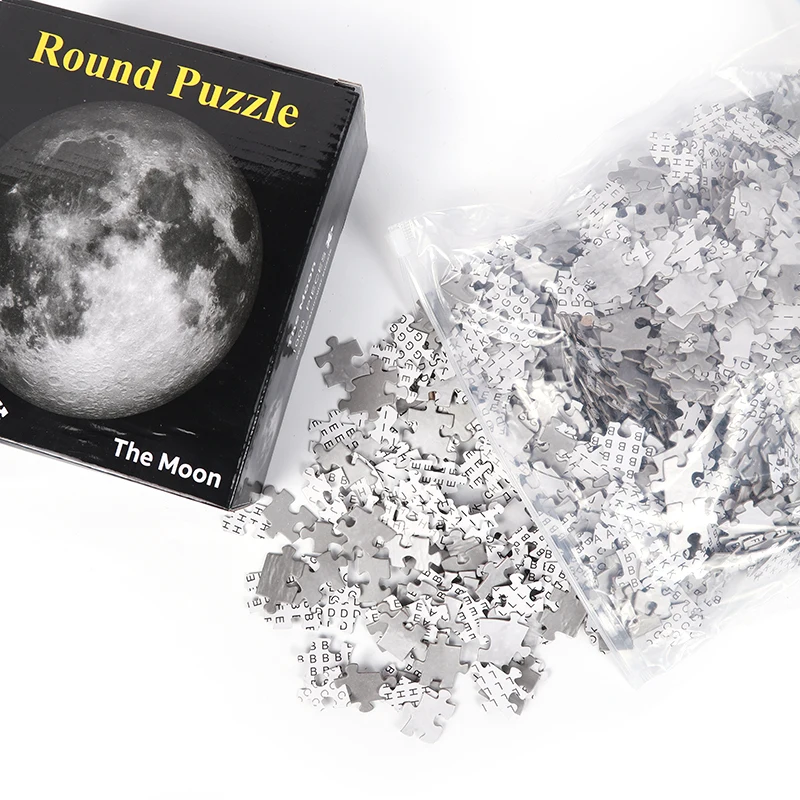 1000 Pieces Adult Round Moon Puzzle Space Theme Challenge Difficult Brain Teaser Learning Educational Fun Puzzle Game