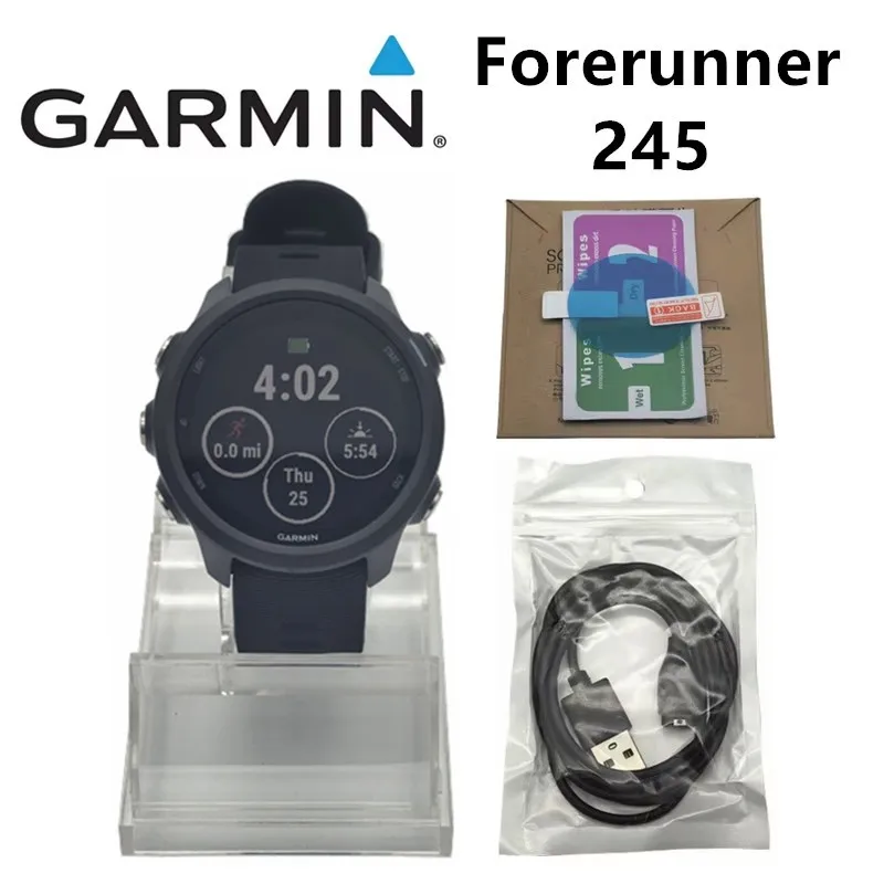 ساعة Garmin Forerunner 245 GPS للتدريب على الجري في الهواء الطلق معدل ضربات القلب تدعم اللغة الروسية الإسبانية. برتغالية 95% جديدة