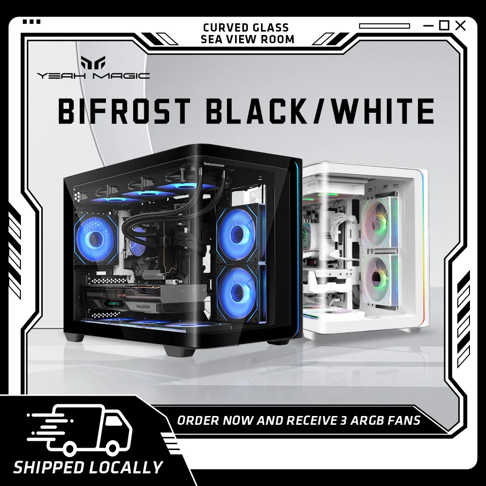 

Корпус для ПК BIFROST Magic, ARGB*3, M-ATX/ITX, с прозрачной боковой панелью (Sea View Room), для сборки игрового компьютера