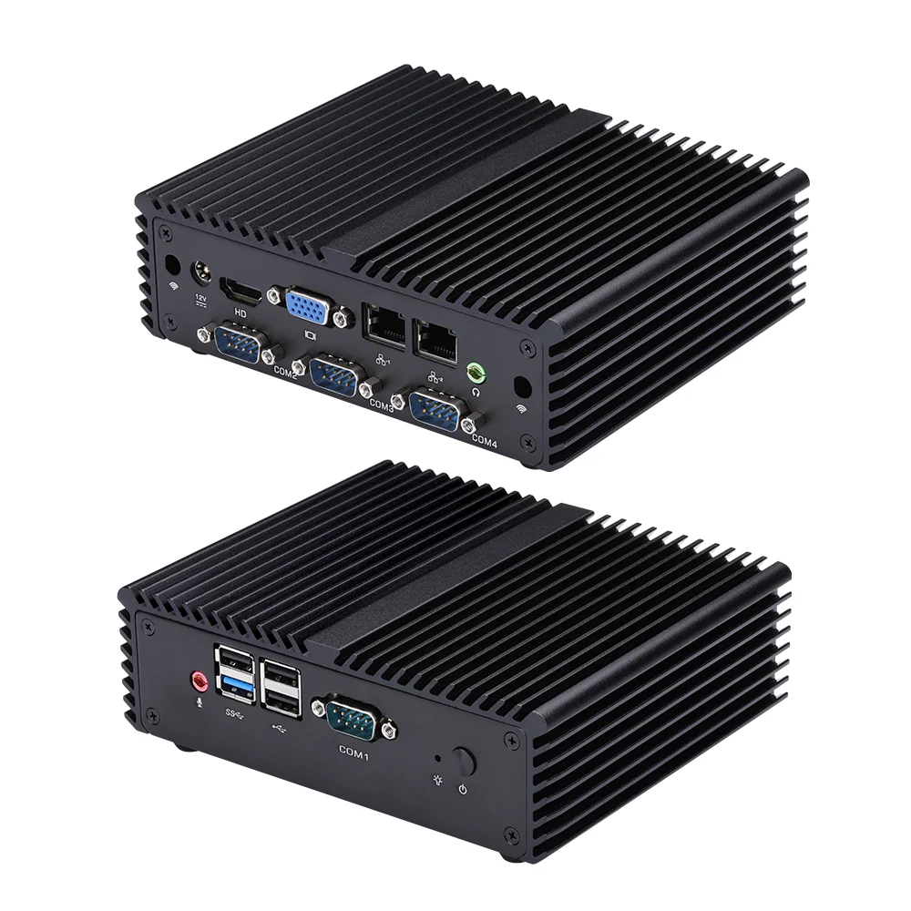 Kleine Fanless Barebone Desktop Pc, 4 Rs232 Dual Lan Nettop Intel Celeron N2920 J1900 Mini Computer Linux Windows Industriële Pc