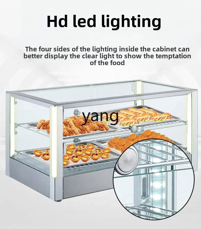 YJQ glass display deli cabinet egg tart burger fried chicken fried food curved desktop insulation cabinet