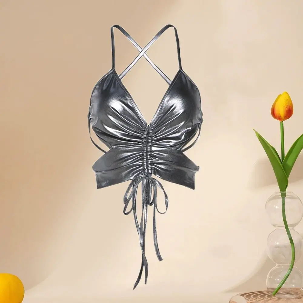 أزياء لامعة Y2K سليم المحاصيل القمم سليم صالح الدبابات الشرير فراشة سترة حار فتاة نمط الملابس الداخلية الرقبة الرسن أعلى الشارع الشهير