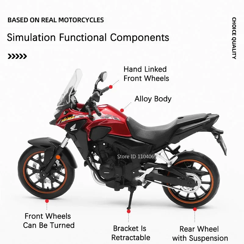1:12 ‌ Honda ‌ CB400X Spielzeug-Motorradmodelle, Legierung, Druckguss, BMW R1250GS, Stoßdämpfung, Vorderrad, Lenkung, Sammlung, Motorräder – Detail 2