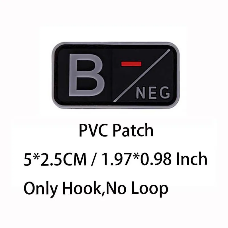 Kleiner Aufnäher mit Haken, PVC-Blutgruppe A B AB O POS NEG-Emblemen, Patches militärische taktische Abzeichen am Rucksack, Outdoor-Ausrüstung