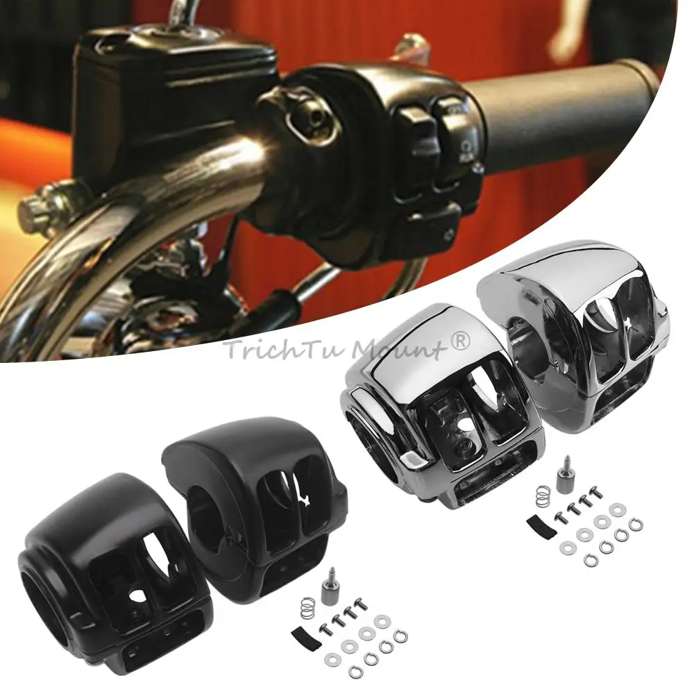 2Pcs Motorcycle Handlebar Control Switch Housing Covers For Harley Touring Glide Road King Softail Springer FXSTS 1996 - 2006
