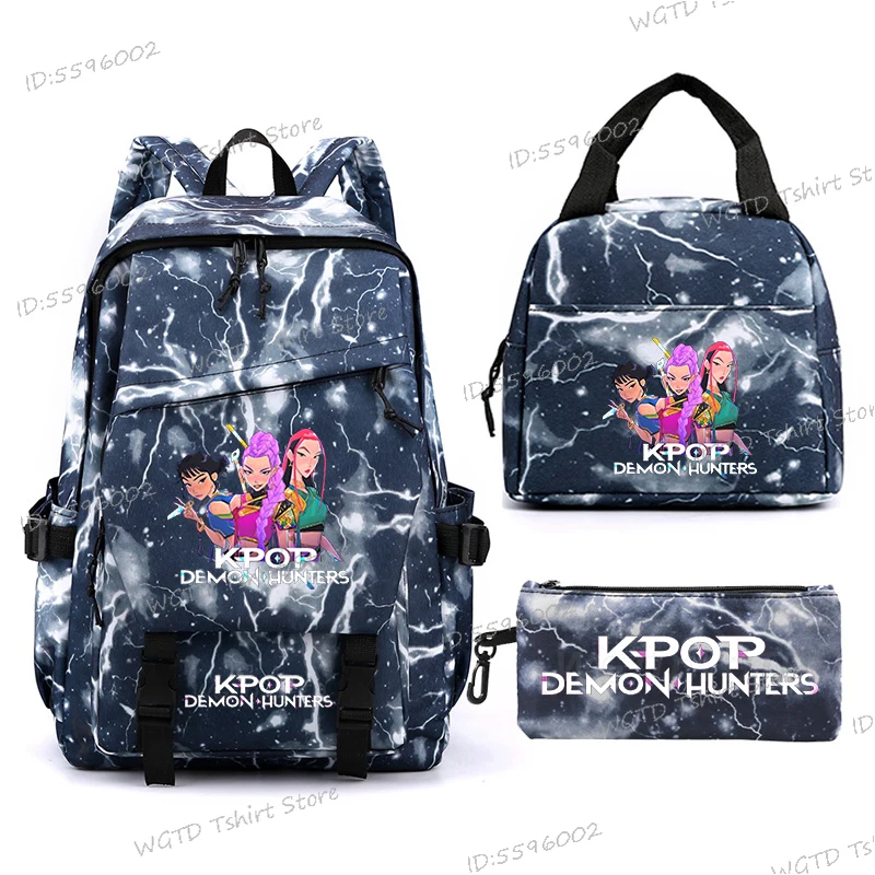 Set Tas Ransel 3in1 Motif Film Populer, Tas Makan Siang, Tempat Pensil Kartun untuk Pelajar, Tas Selempang Perjalanan Luar Ruangan, Tas Ransel Multifungsi untuk Remaja