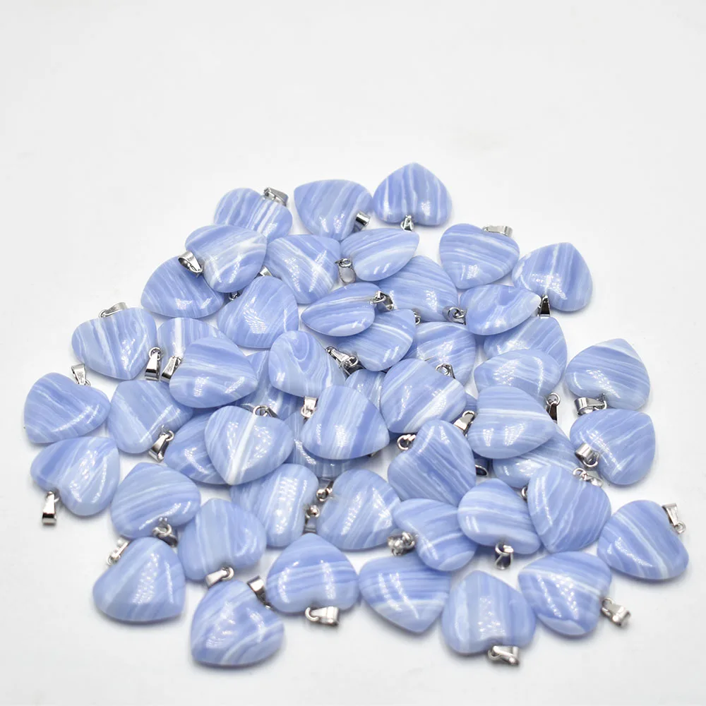 

2023 fashion bestselling Blue stripe onyx charms heart pendants for jewelry making 20mm 50pcs/lot Wholesale free