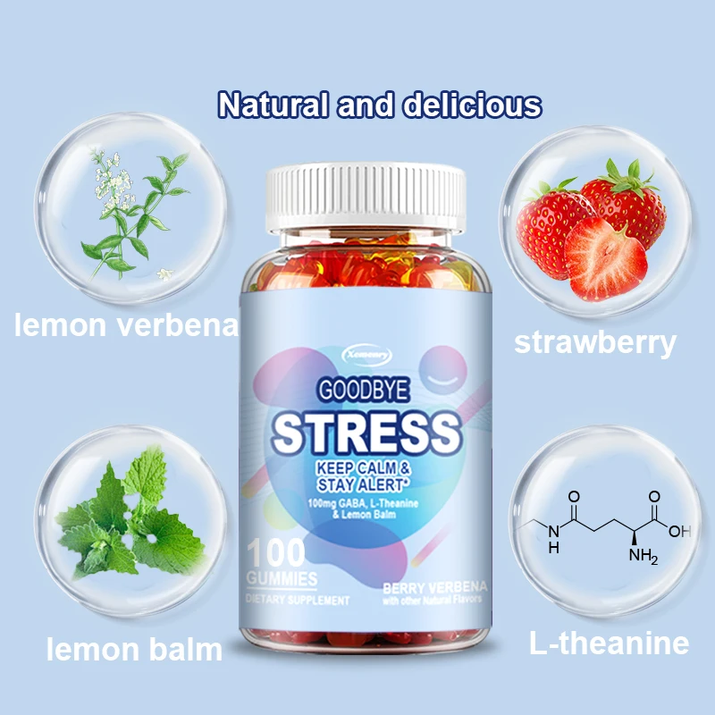 Goodbye Stress Gummies - Contains GABA, L-Theanine, Mood and Stress Relief, Gluten Free, Non-GMO