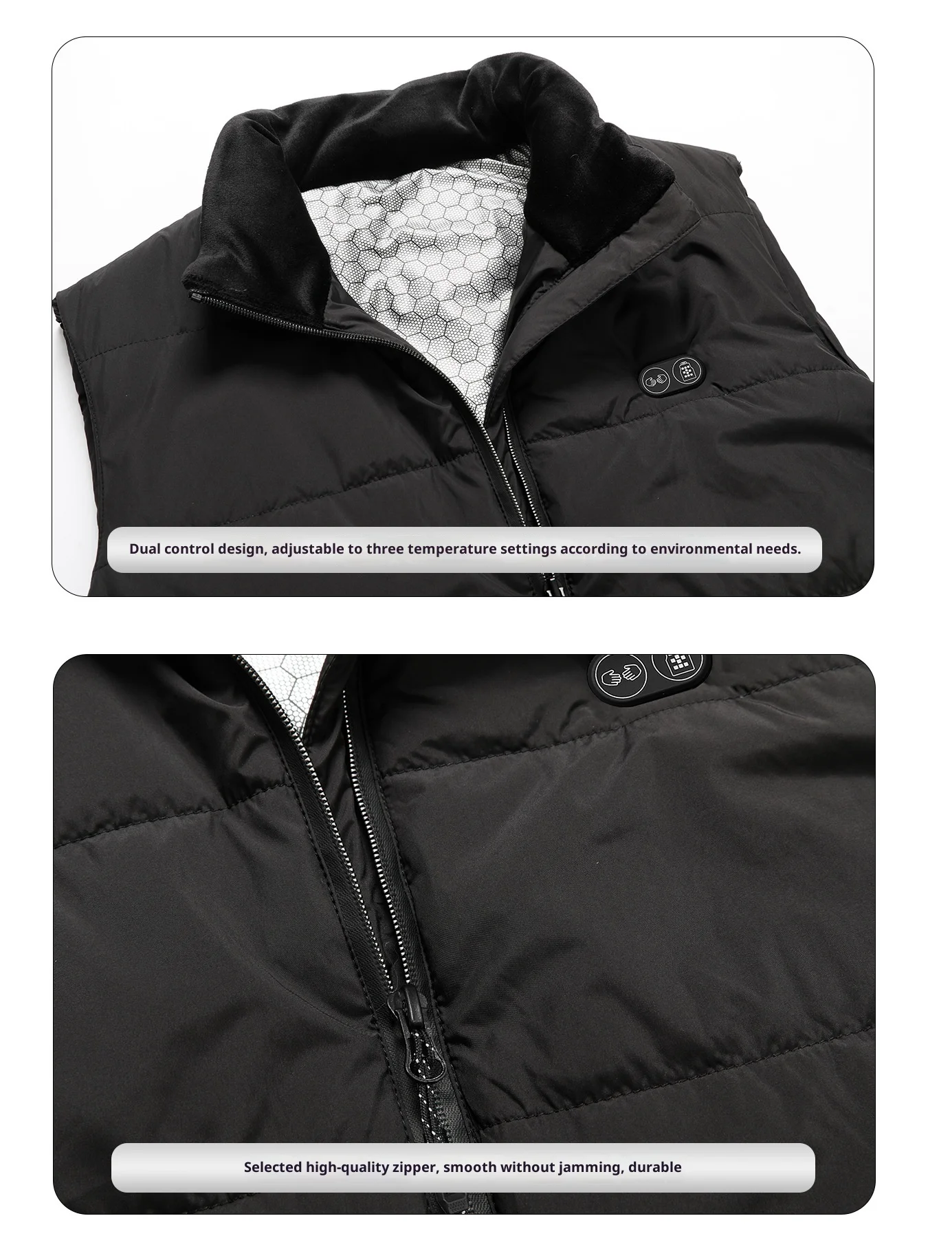 Neue Smart Heizung Weste Männer Frauen 17 Zonen Dual Control Temperatur Fleece Stehkragen USB Elektrische Thermische Winter Weste – Detail 18