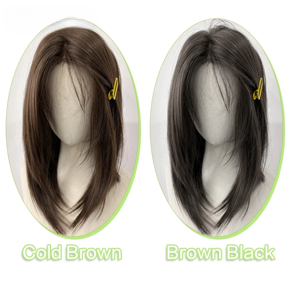 매일 사용을 위한 합성 밥 가발 코스프레 레이스 프론트가 있는 스트레이트 레이어드 가발 8자리 앞머리가 있는 노화를 줄이는 달콤한 가발