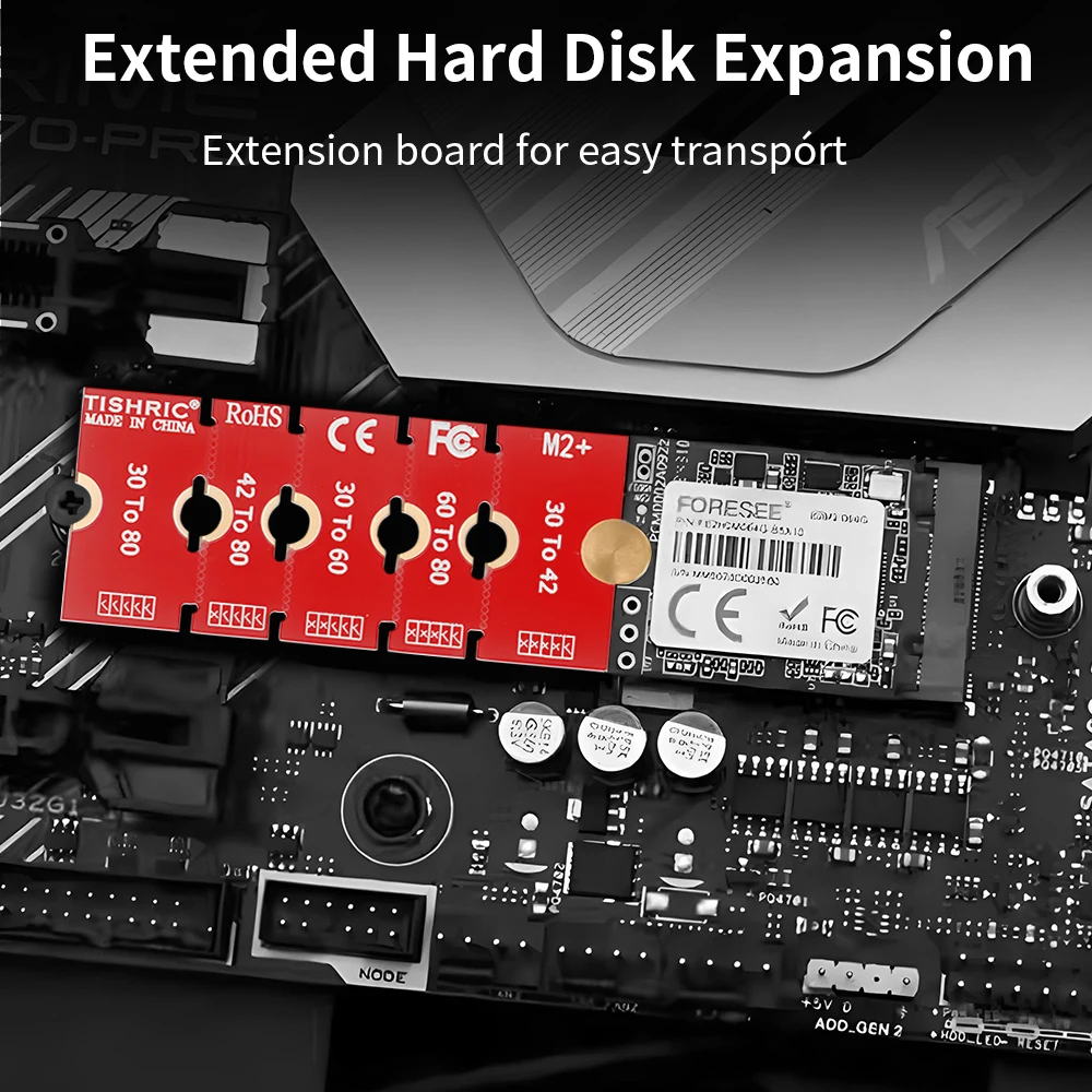 TISHRIC M.2 NGFF NVME 2230 2242 2260 2280 SSD Extension Board 5 Adjustable Lengths M2 Solid-state Drive 2230 To 2242 2260 2280