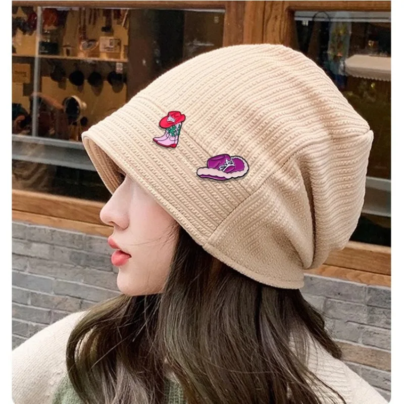 Unisex Pink Heart Brooch Punk Horseshoe Boots Cowboy Hat Design Zinc Alloy Pin Badge DIY Clothes Bags Hat Scarf Tshirt Jeans