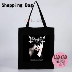 Mayhem Black Metal Band Tote Bags for Student Fans Gift Totebag Canvas Bag Women Shopper Shopping Aesthetic Woman Cloth Large