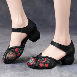 GKTINOO 2025 Summer Women Shoes Genuine Leather Women Pumps Handmade Comfortable Vintage Style High Heels sandals women sandalia