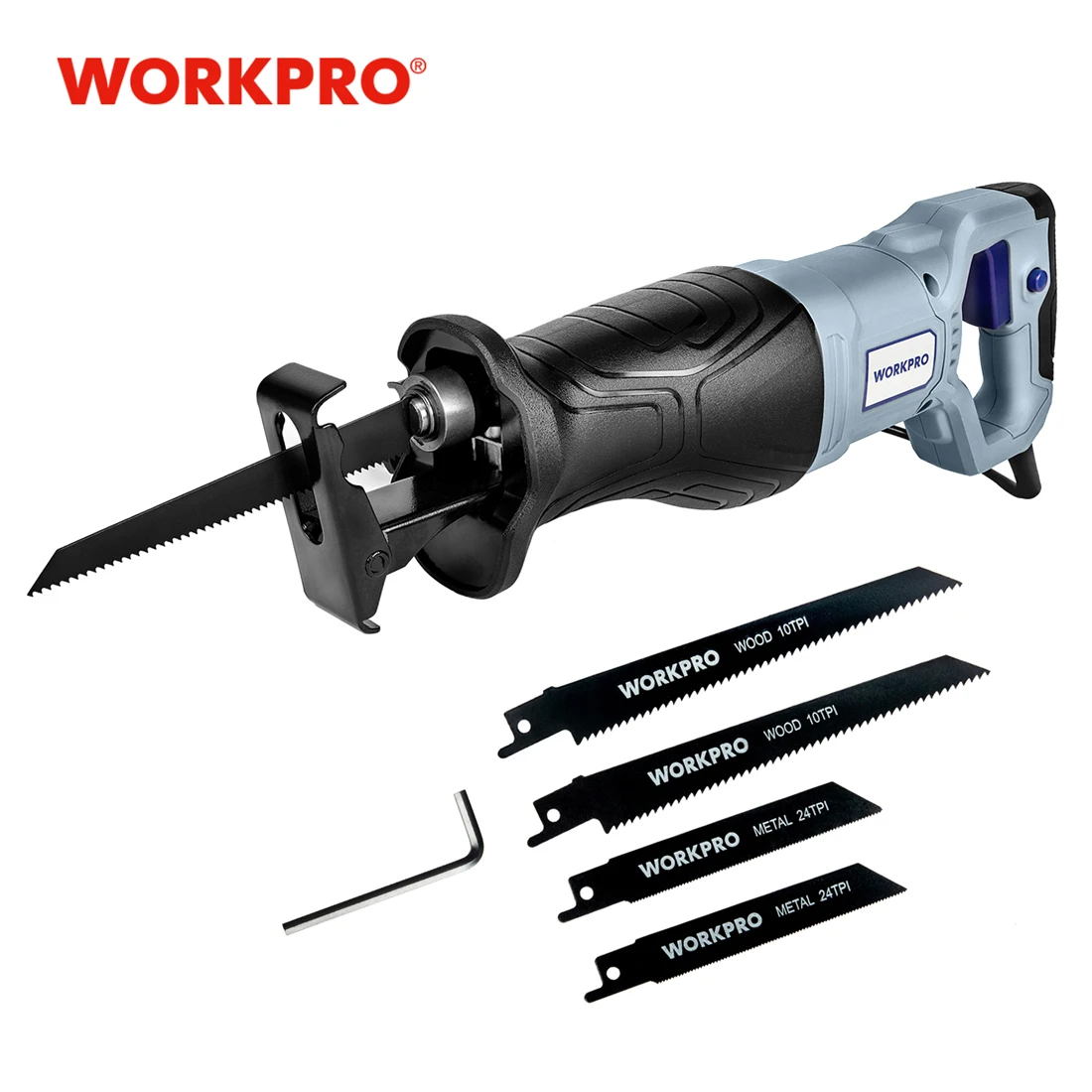 WORKPRO 710W Cordless Electric Reciprocating Saw Cutting Saw Portable Cordless Power Tools For Wood&Metal With 4 Saw Blades Tool