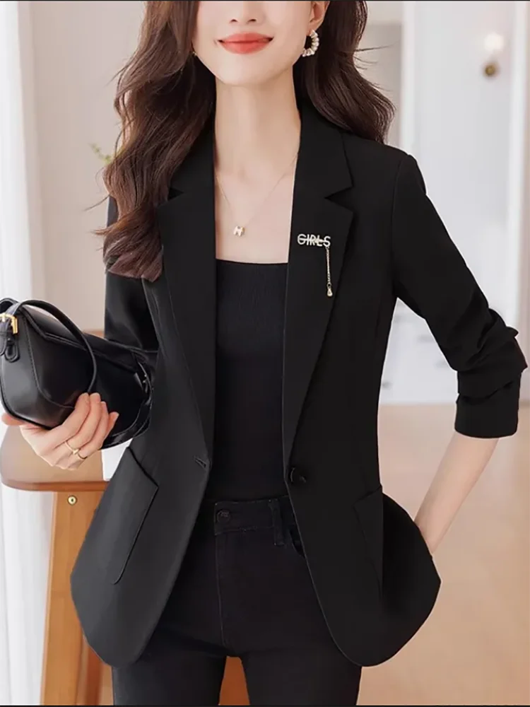 

Chic Casual Professional Blazer Jacket Outwear Women 2025 Spring Autumn New SlimTight Waist Slimming High-End Blazer Short Tops