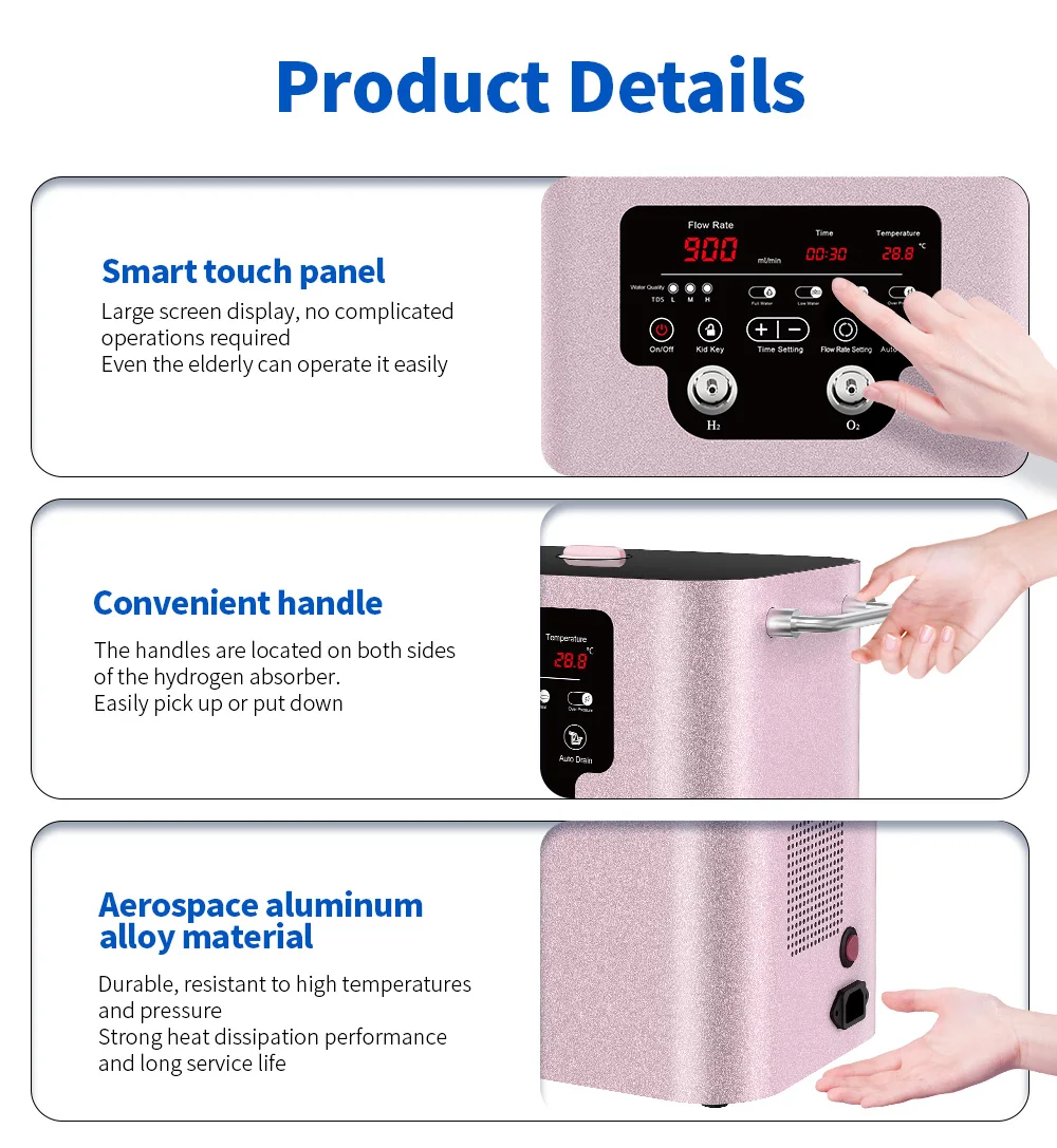 1500ml/min Wasserstoff-Inhalationsgerät HHO-Generator SPE PEM Molekularer OxyHydrogen-Generator Hochreiner H2-Inhalator für Heimgesundheit – Detail 8