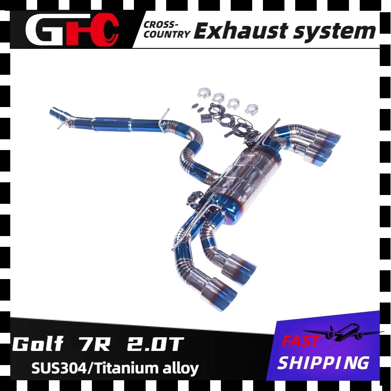 GFC catback high-performance titanium alloy exhaust system, valve muffler 4 tips.For 2018-2022 Golf 7R 2.0T