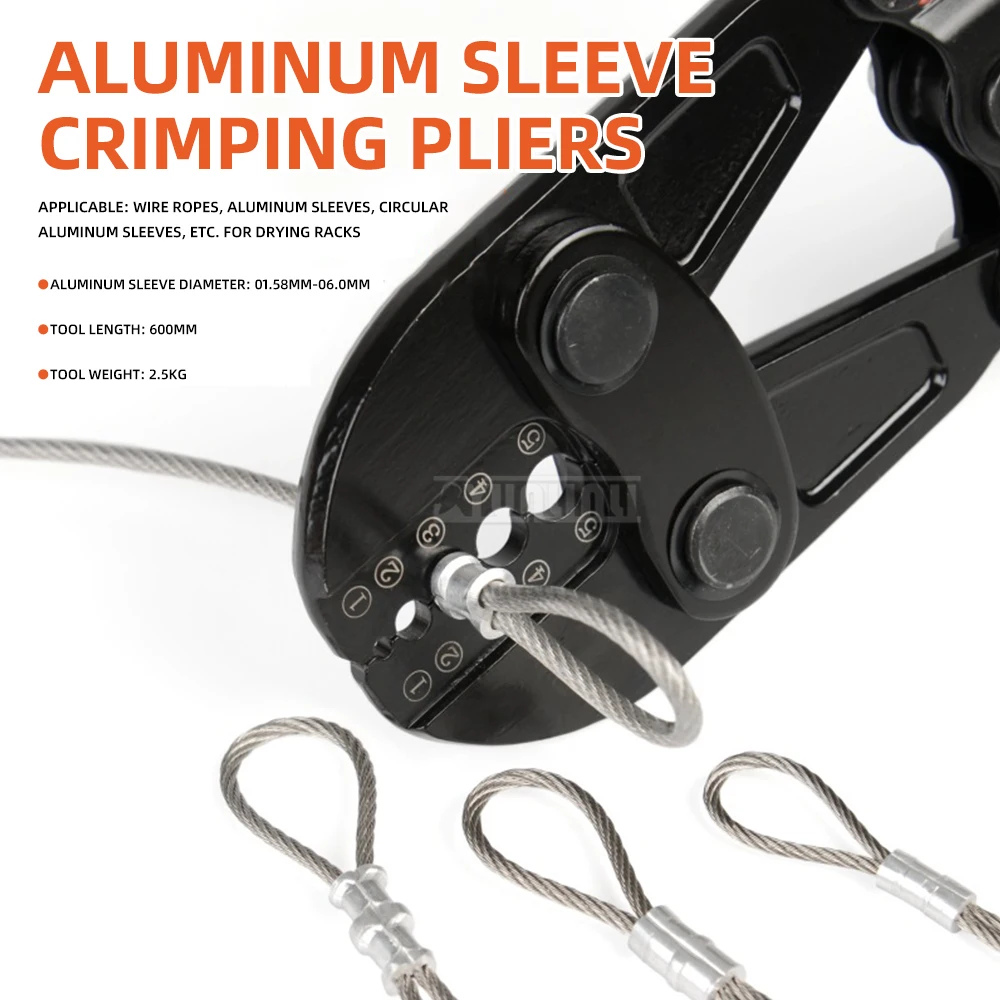 

Инструмент для обжима стальных тросов, пресс для алюминиевых втулок круглой формы и в форме восьмерки 1,58-5 мм, ручной пресс для медных и алюминиевых наконечников