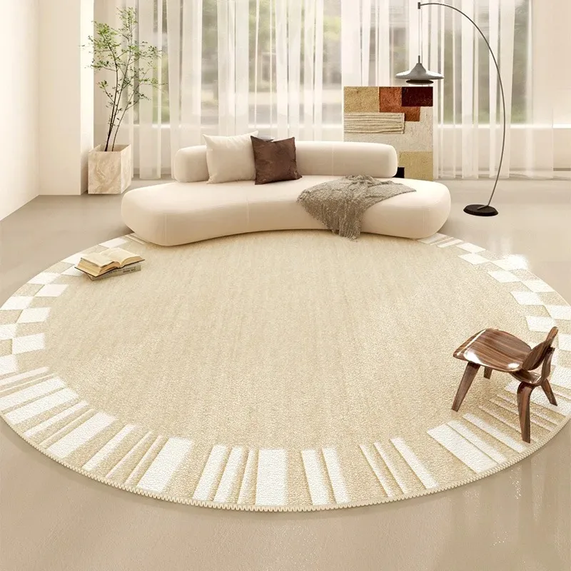 Round Living Room Carpet Large Size Comfortable Loop Pile Rug Luxury Minimalist Lines Bedroom Floor Mat Home Decoration Carpets
