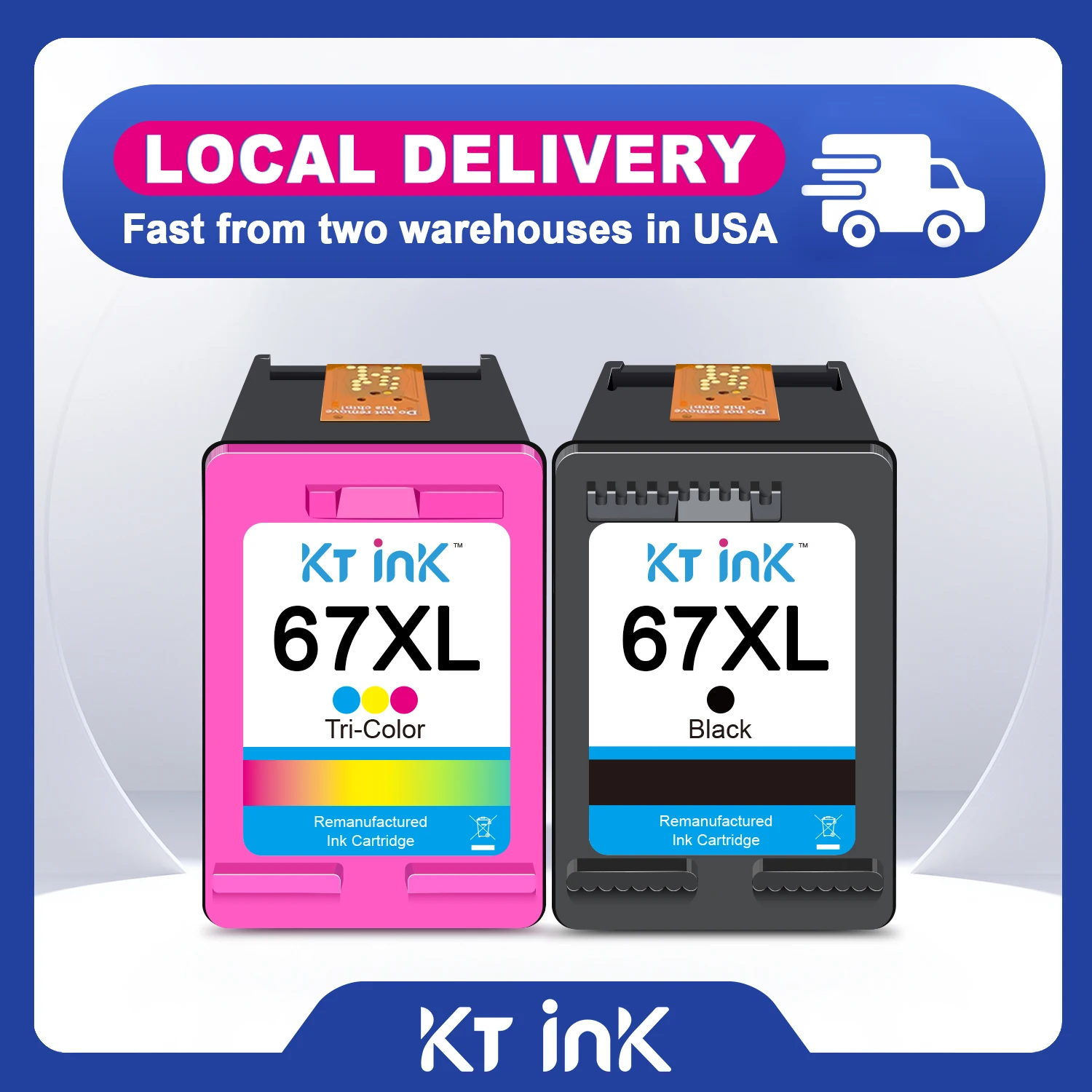 KT INK Remanufactured Ink Cartridges 67XL Replacement for HP 67 67XL for HP DeskJet 2700 2700e 2755e 2755 4155e 4155 Printers