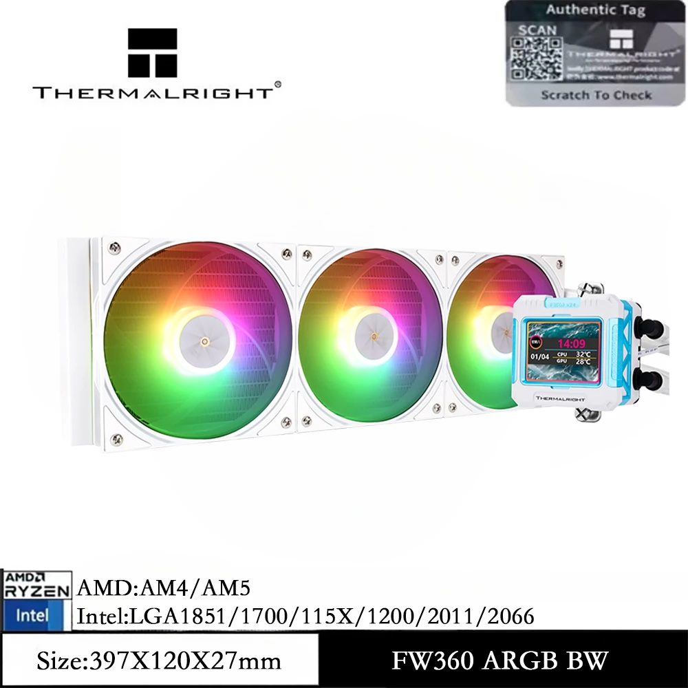 

Thermalright Frozen Warframe 360 ARGB BW Система жидкостного охлаждения процессора «все в одном», самостоятельная настройка, отображение температуры, низкий уровень шума для LGA1851/1700/AM5/AM4