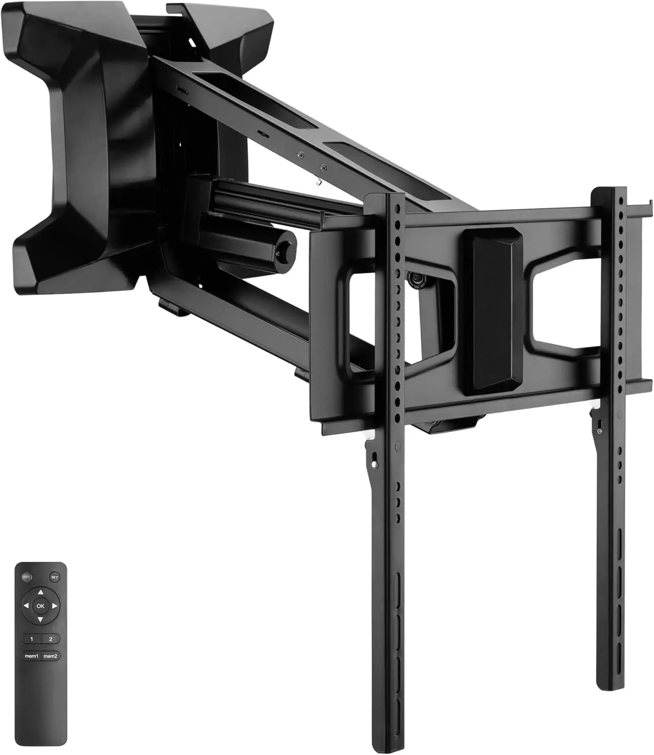 Motorized Fireplace TV Wall Mount | Remote Control Electric Pull Down Mantel Mounting Bracket, Up to 77 Lbs Weight Capacity