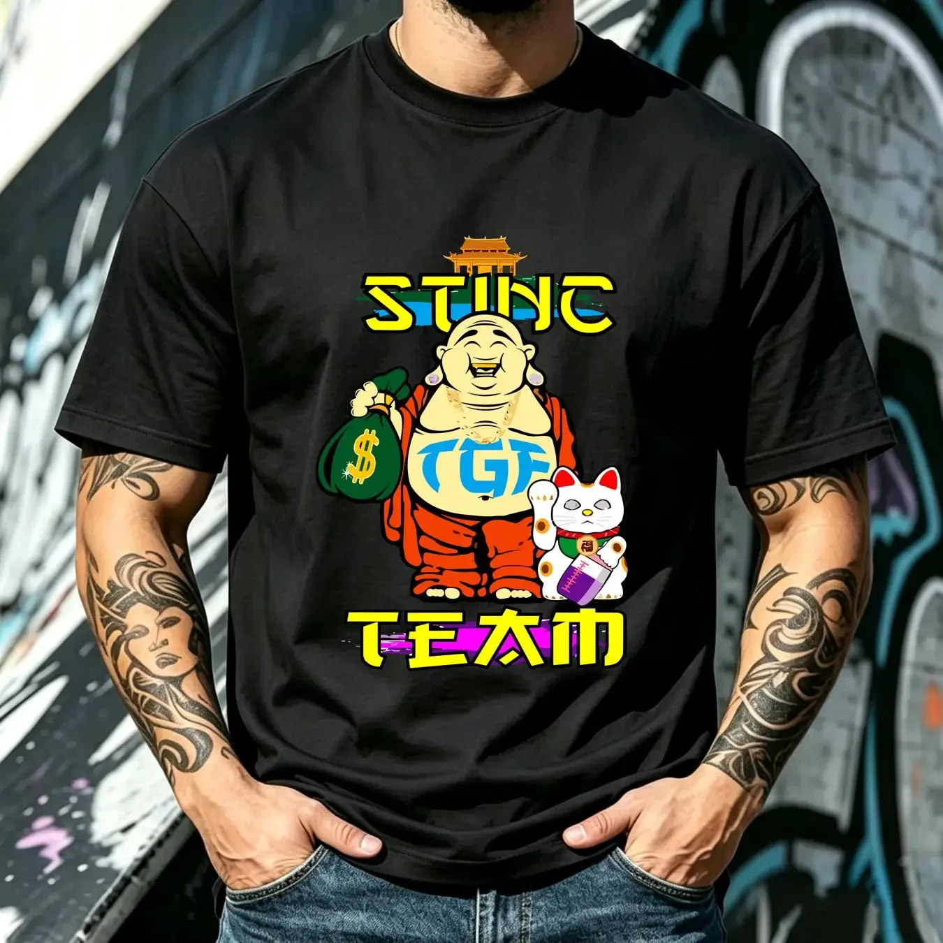 washed T Shirt Stinc Team Drakeo the Ruler  vintage Washed fashion graphic homme streetwear Unisex Casual Stylish Soft