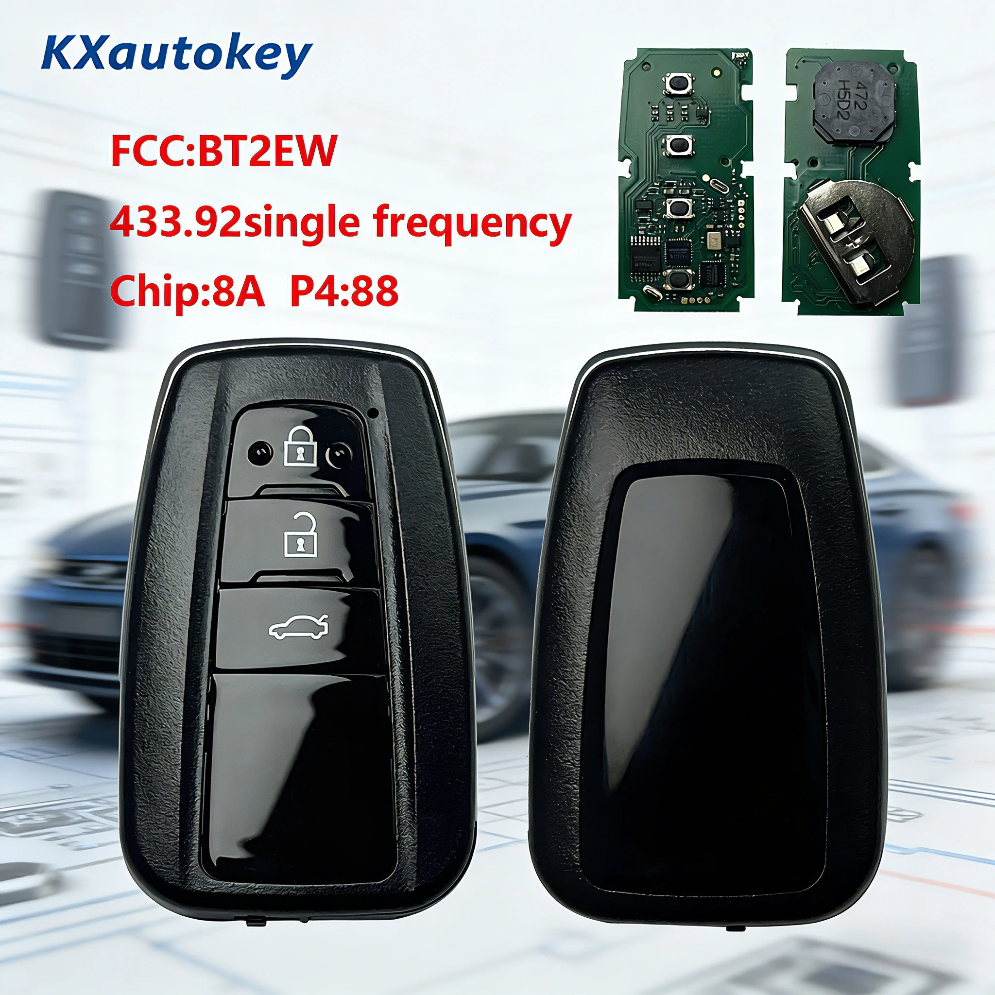 

KXK007045 For Toyota Corolla FCCID-BT2EW Chip-8A P4 88 Replacement Aftermarket Durable Remote Key For Toyota