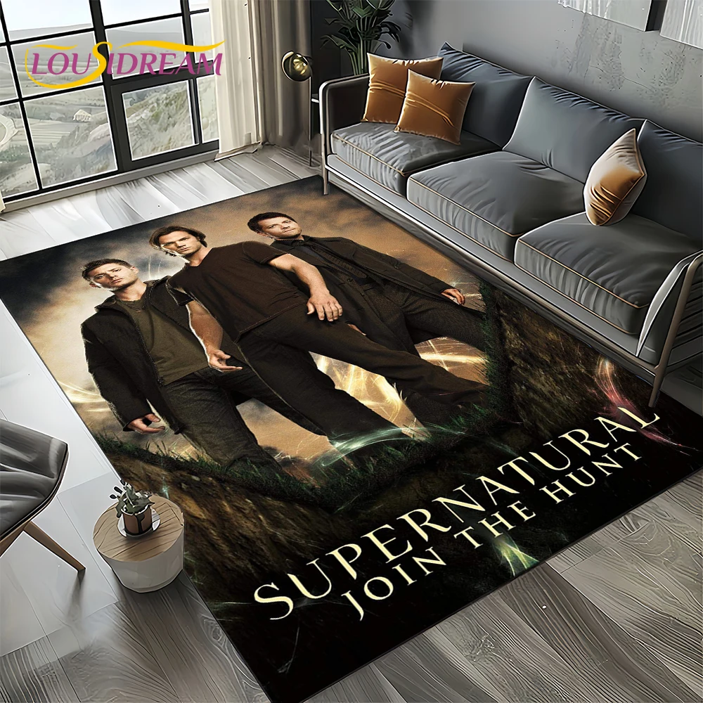 3D SPN Supernatural Sign Dean Sam Carpet Rug for Living Room Bedroom Home Sofa Decoration,Kids Play Area Rug Non-slip Floor Mat