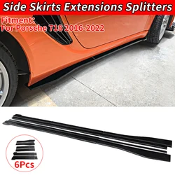 For Porsche 718 2016-2022 Adjustable Car Modification Accessories Carbon Fiber Look Side Skirts Aprons Extension Lip Body Kit