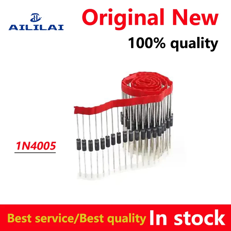 100pcs/lot New Original 1N4005 4005 1A 600V DO-41 DIP Rectifier Diode