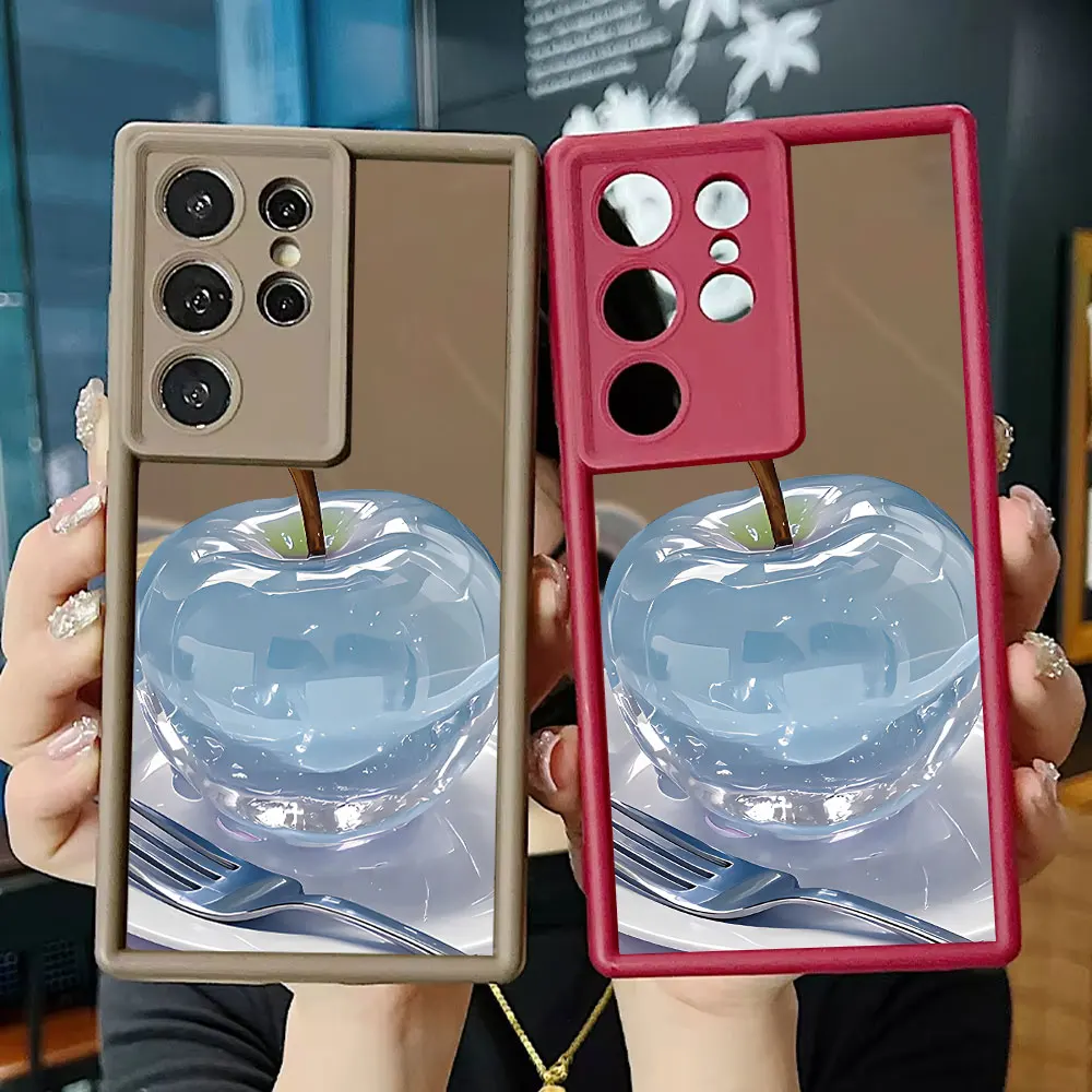 Luxury Mirror Phone Case For Samsung Galaxy F06 F15 F54 M16 M23 M34 M36 M54 S21 S22 S23 S24 FE S25 S26 Ultra Plus Crystal Apple