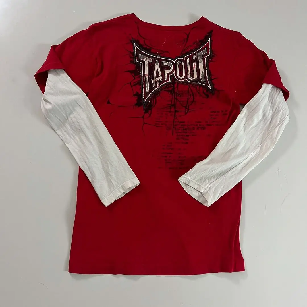 Camiseta de manga larga Y2K, novedad de verano, camiseta roja de Hip Hop con cuello redondo de gran tamaño, ropa gótica informal para hombre y mujer, Tops, ropa de calle