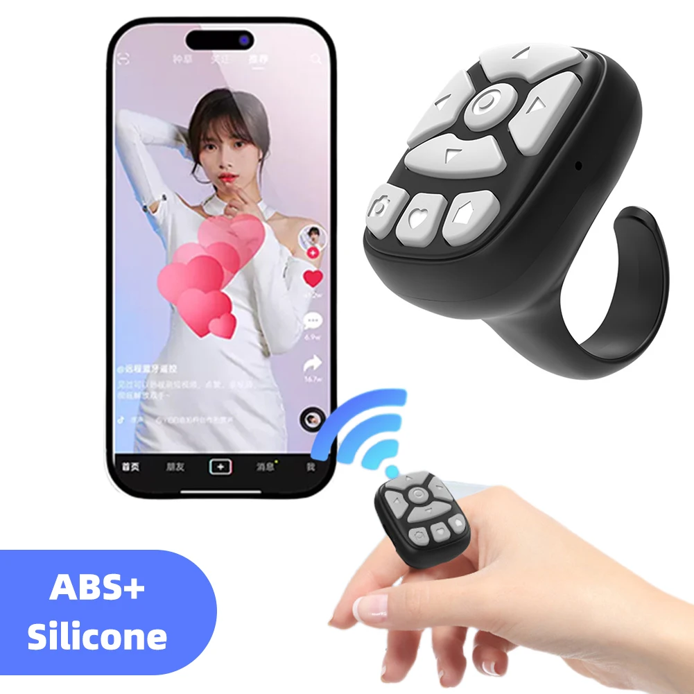 Mobile Phone Remoter Bluetooth-Compatible Mini Remote Control E-book Page Turner for TIK Tok Scrolling Ring for iPhone iPad