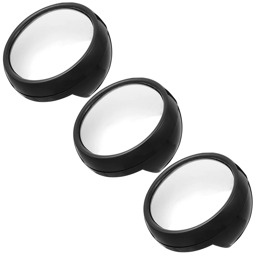 

3Pcs Computer Rear View Mirror Acrylic Convex Lens Office Desk Accessory Black Color Easy Installation Wide Angle Vision