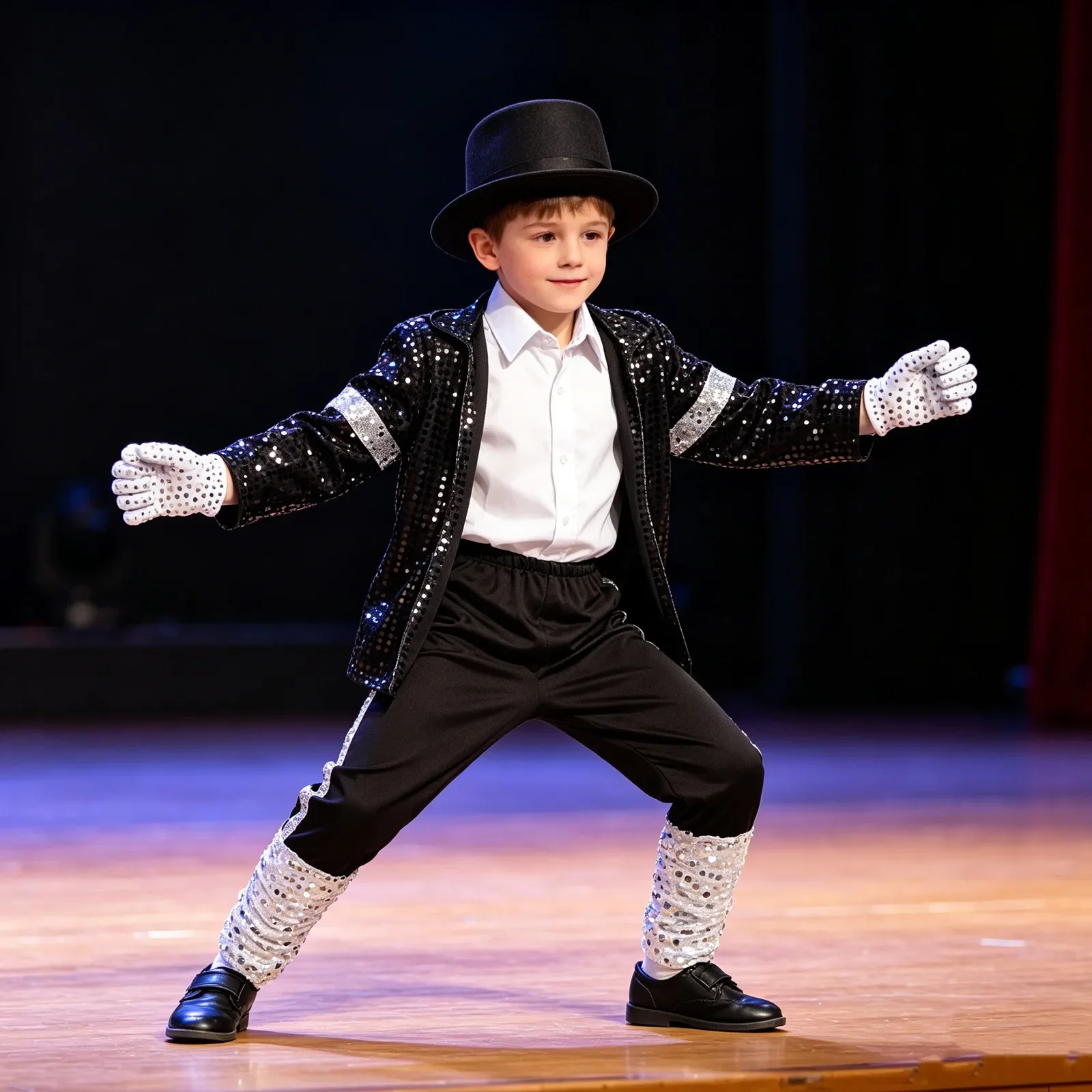 Boys 70s 80s Pop Rock Superstar Costume Jackson Moonwalk Retro Clothes Set for Halloween Cosplay Stage Performance Dance Outfits - view 5